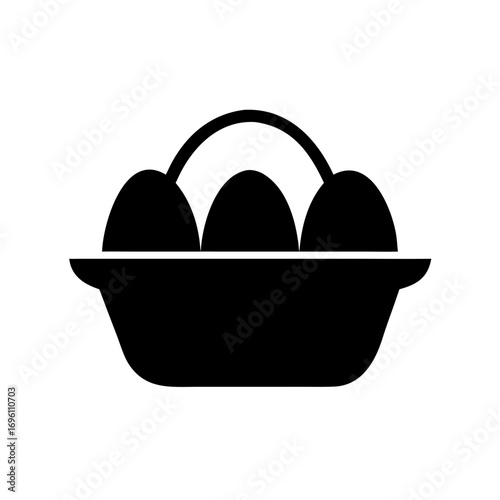 Easter Egg Basket with Handle Filled with Colorful Eggs Graphic Icon