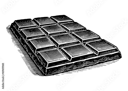 Chocolate bar vector engraving style illustration