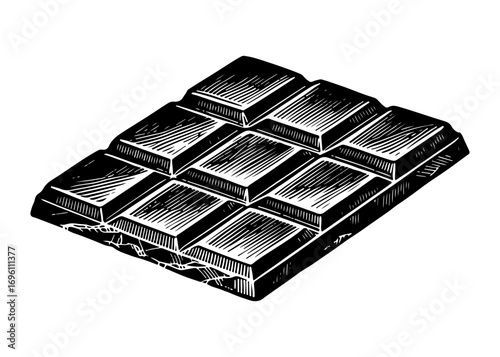 Chocolate bar vector engraving style illustration