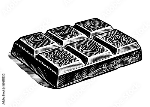 Chocolate bar vector engraving style illustration