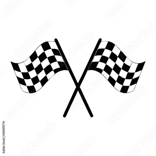 Two crossed checkered flags indicating the end of a race or competition