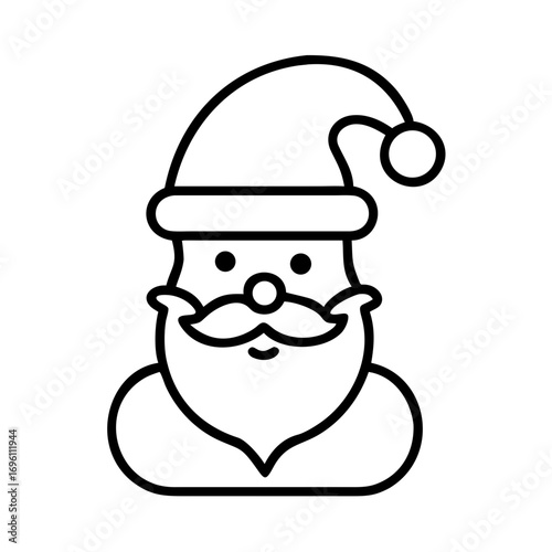 Santa Claus with Hat and Beard, Vector Art Illustration