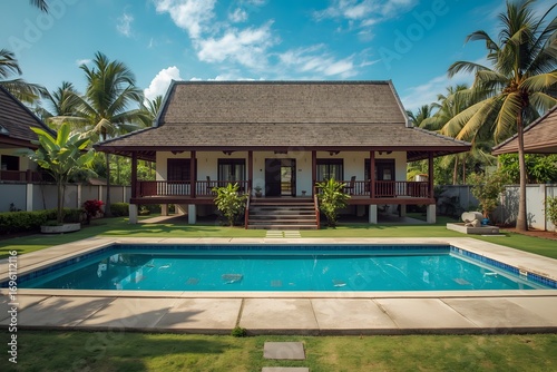 Wallpaper Mural Tropical style house with pool and landscaping. Torontodigital.ca