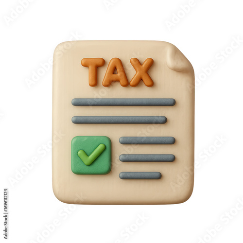 3d tax document icon for finance and business design