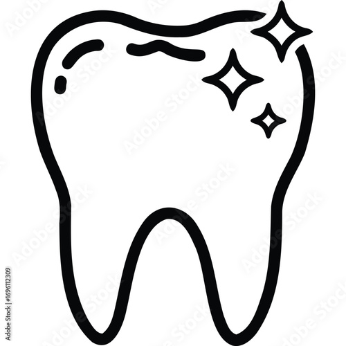 Clean Shiny Tooth Icon Dental Care Illustration teeth dentistry sparkle bright white healthy smile oral hygiene vector graphic design symbol