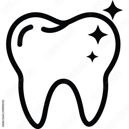 Clean Shiny Tooth Icon Dental Care Symbol teeth dentistry hygiene oral sparkle bright healthy smile wellness vector illustration graphic