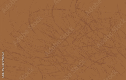 Abstract scratched grunge texture features a rusty brown background with intersecting random scratch lines. Ideal for wallpapers, posters, graphic design, digital artwork, and creative backgrounds.