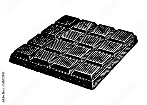 Chocolate bar vector engraving style illustration