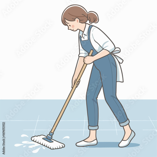 woman cleaning floor