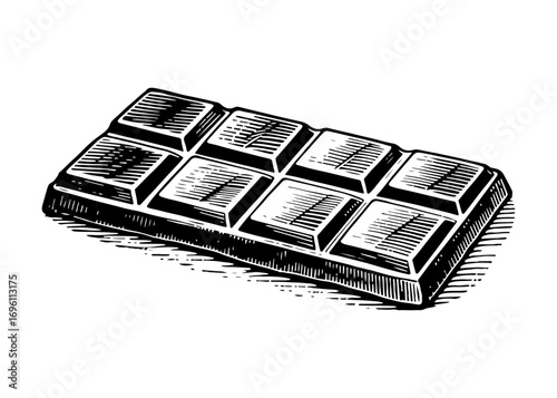 Chocolate bar vector engraving style illustration
