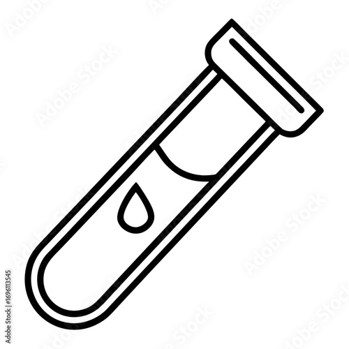 Medical Blood Sample Tube Line Art Vector