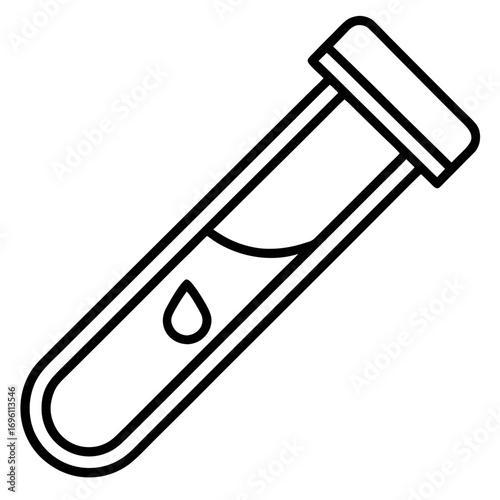Medical Blood Sample Tube Line Art Vector