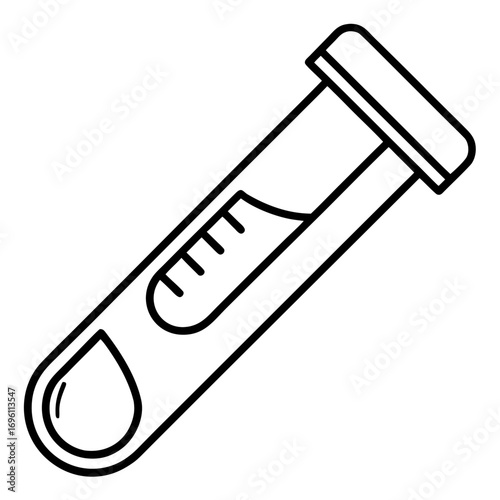 Medical Blood Sample Tube Line Art Vector