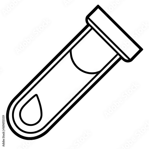 Medical Blood Sample Tube Line Art Vector