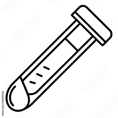Medical Blood Sample Tube Line Art Vector