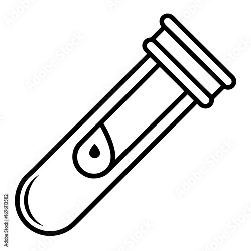 Medical Blood Sample Tube Line Art Vector
