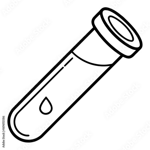 Medical Blood Sample Tube Line Art Vector