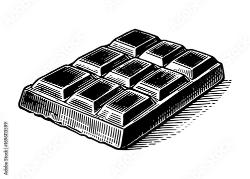 Chocolate bar vector engraving style illustration