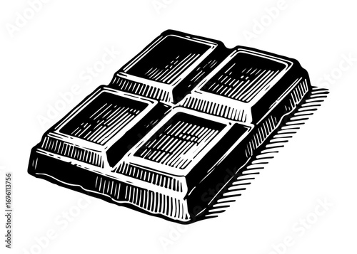 Chocolate bar vector engraving style illustration