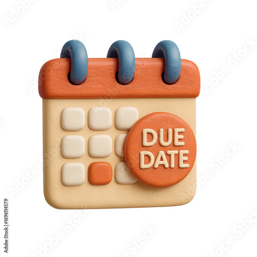 3d calendar due date icon for finance and payment design