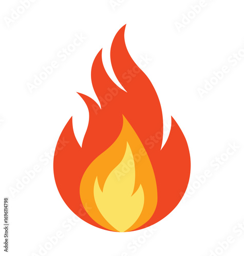 Vector set of fire and flame icons representing a variety of hot, burning, and dangerous symbols