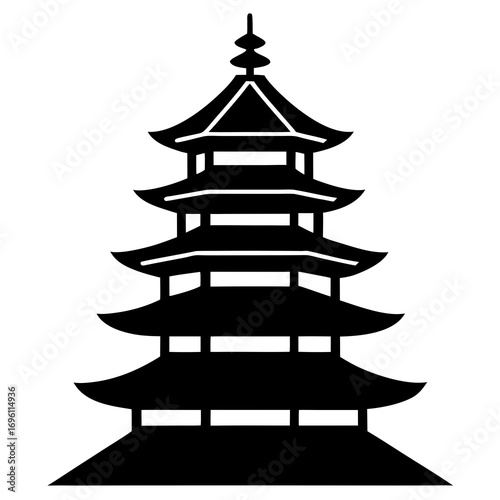 Buddhist Pagoda a simple vector clean black silhouette design white background