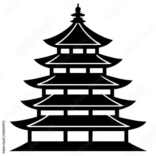 Buddhist Pagoda a simple vector clean black silhouette design white background