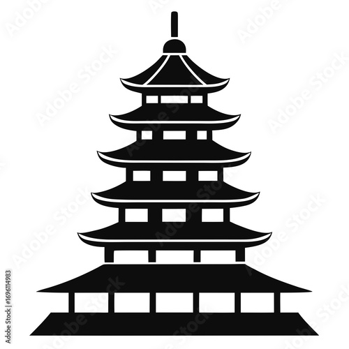 Buddhist Pagoda a simple vector clean black silhouette design white background