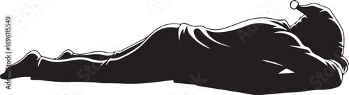 Silhouette of a person lying down, resting their head on their arms, in a state of repose or contemplation.