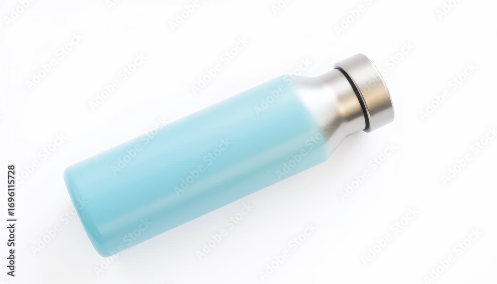 Fototapeta premium Stylish light blue insulated stainless steel water bottle