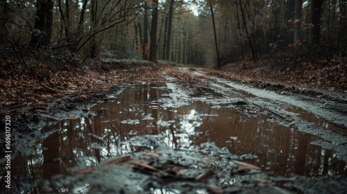 Wallpaper Mural Mystical reflection capturing the essence of a woodland path in autumn season Torontodigital.ca