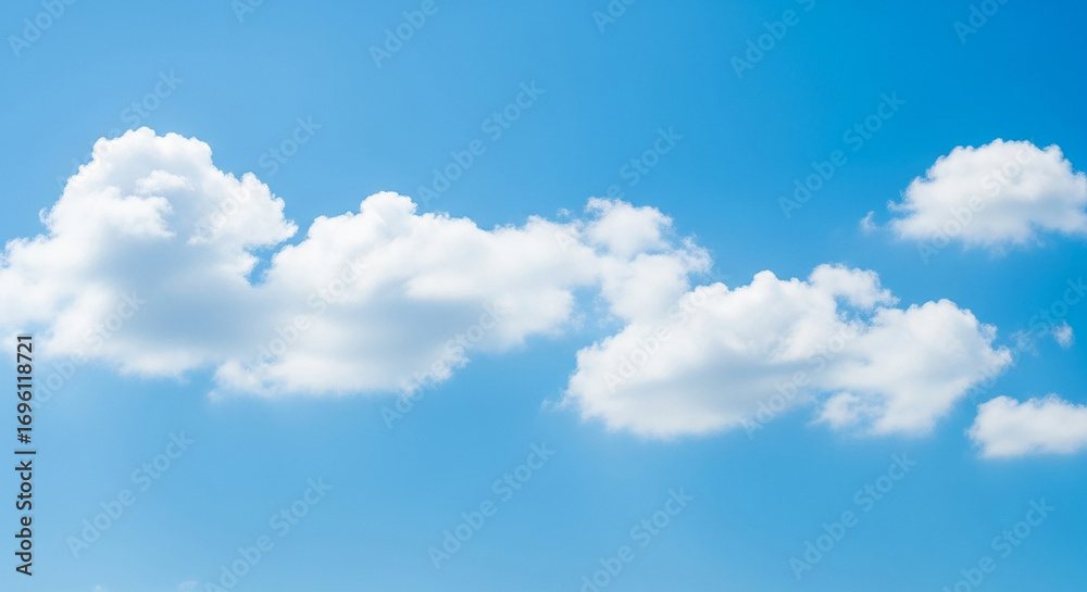 Naklejka premium Illustration of fluffy white clouds drift across a clear blue sky on a sunny day