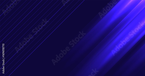 Abstract background featuring diagonal streaks of vibrant blue and purple light against a dark blue backdrop with subtle line patterns.