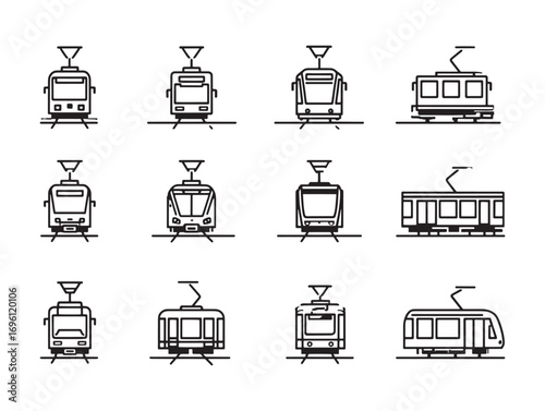 Tram minimal tramway vector line graphic