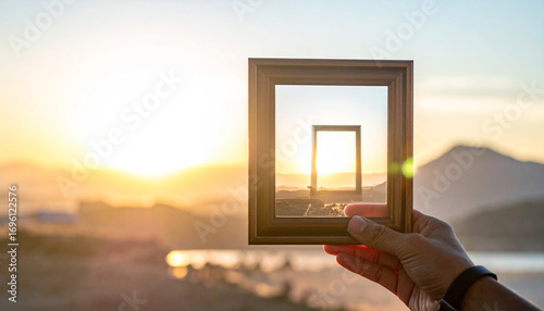 Framing the future with an infinite perspective of hope and opportunity during a golden sunset