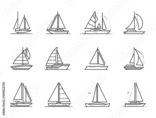 Yacht elegant sailing vessel vector graphic