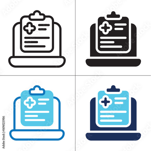 Report icon set multiple style collection. Style Include outline, solid, dual tone. Vector illustration