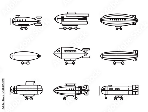 Zeppelin ultra minimalist 2D line art