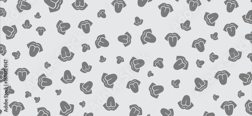 Repeating pattern of stylized, gray mushroom shapes on a white background.