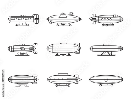 Zeppelin ultra minimalist 2D outline design