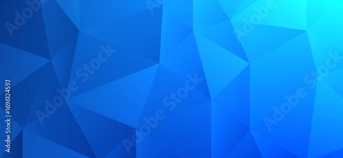 Abstract geometric background featuring a polygonal design with varying shades of blue and cyan.
