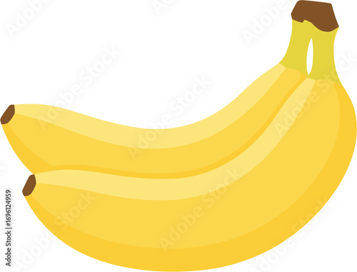 Simple Flat Illustration Two Ripe Yellow Banana Bunch Tropical Fruit