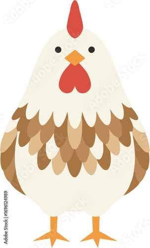 Flat Style Detailed Poultry Farm Chicken Animal Symbol Illustration