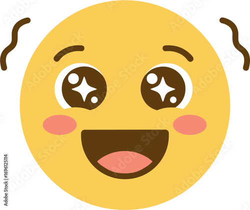 Simple Flat Style Excited Cute Smiley Face Emoticon Expression Design