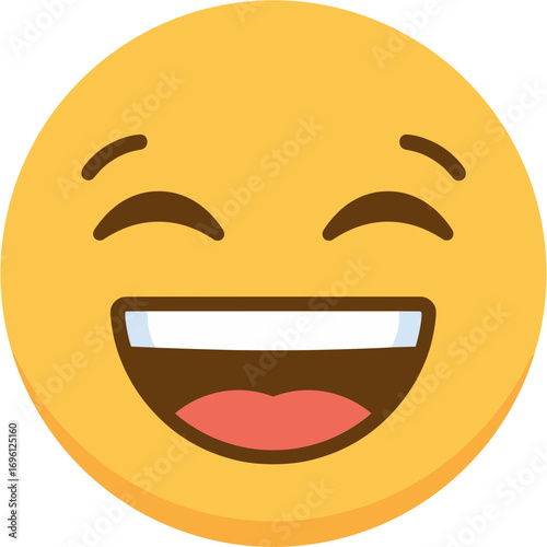 Flat Style Detail Happy Face Smile Emoji Expression Illustration