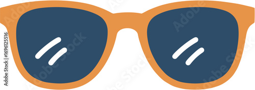 Flat Style Orange Frame Sunglasses Summer Accessory Fashion Illustration Graphic