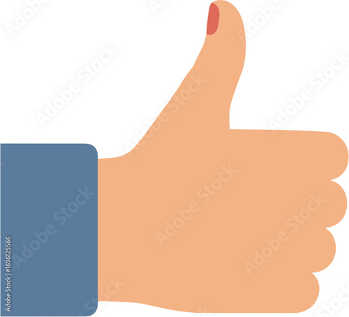Simple Flat Style Thumbs Up Gesture of Approval Hand Sign Symbol