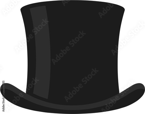 Simple Flat Black Top Hat Classic Gentleman Accessory Illustration