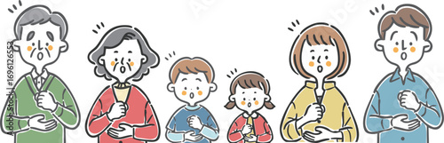 納得理解する家族三世代　全身　ベクター

