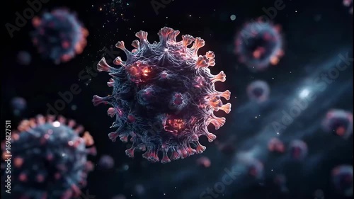 3D Microscopic View of Virus Particles – Coronavirus COVID-19 and Infectious Disease Concept 4K